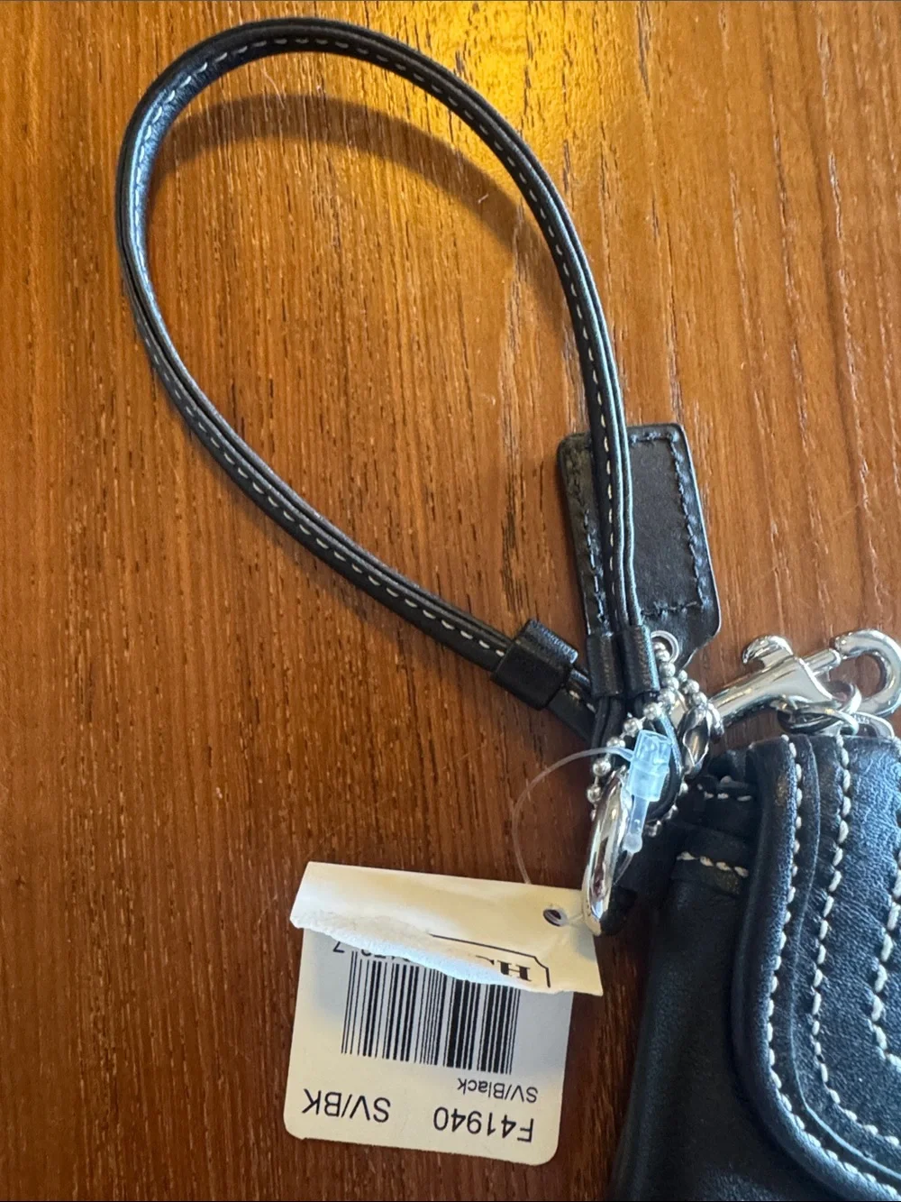 Coach vintage Legacy Black Leather Wristlet Clutch with White Contrast Stitching